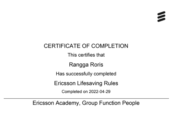 Ericsson Certificate